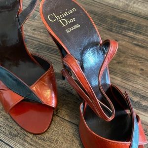 Christian Dior Orange black Nappa leather sandals